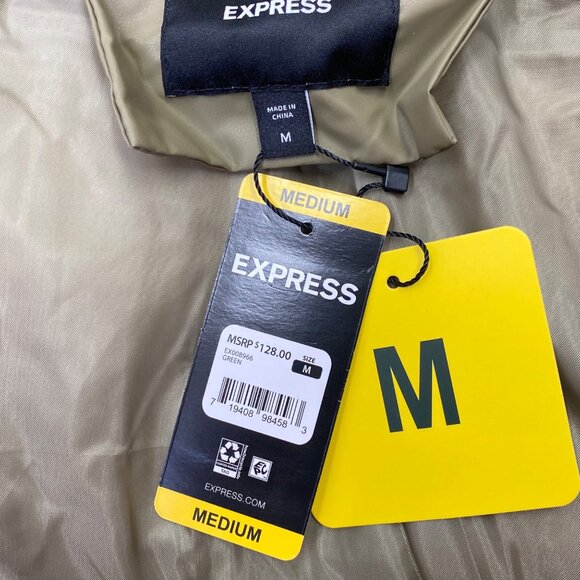 Express $128 Olive Women Puffer Coat Md  NWT - Picture 8 of 8